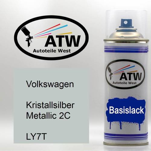 Volkswagen, Kristallsilber Metallic 2C, LY7T: 400ml Sprühdose, von ATW Autoteile West.